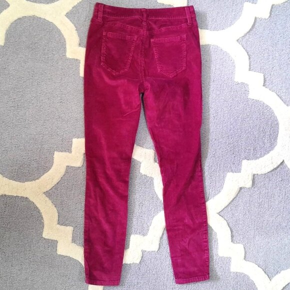 Current/Elliott High Waist Stiletto Cords In Aster Size 26 Magenta Crop Skinny - Picture 3 of 12